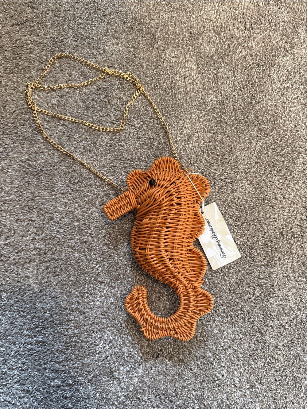 Tommy Bahama Orange Wicker Seahorse Crossbody Bag